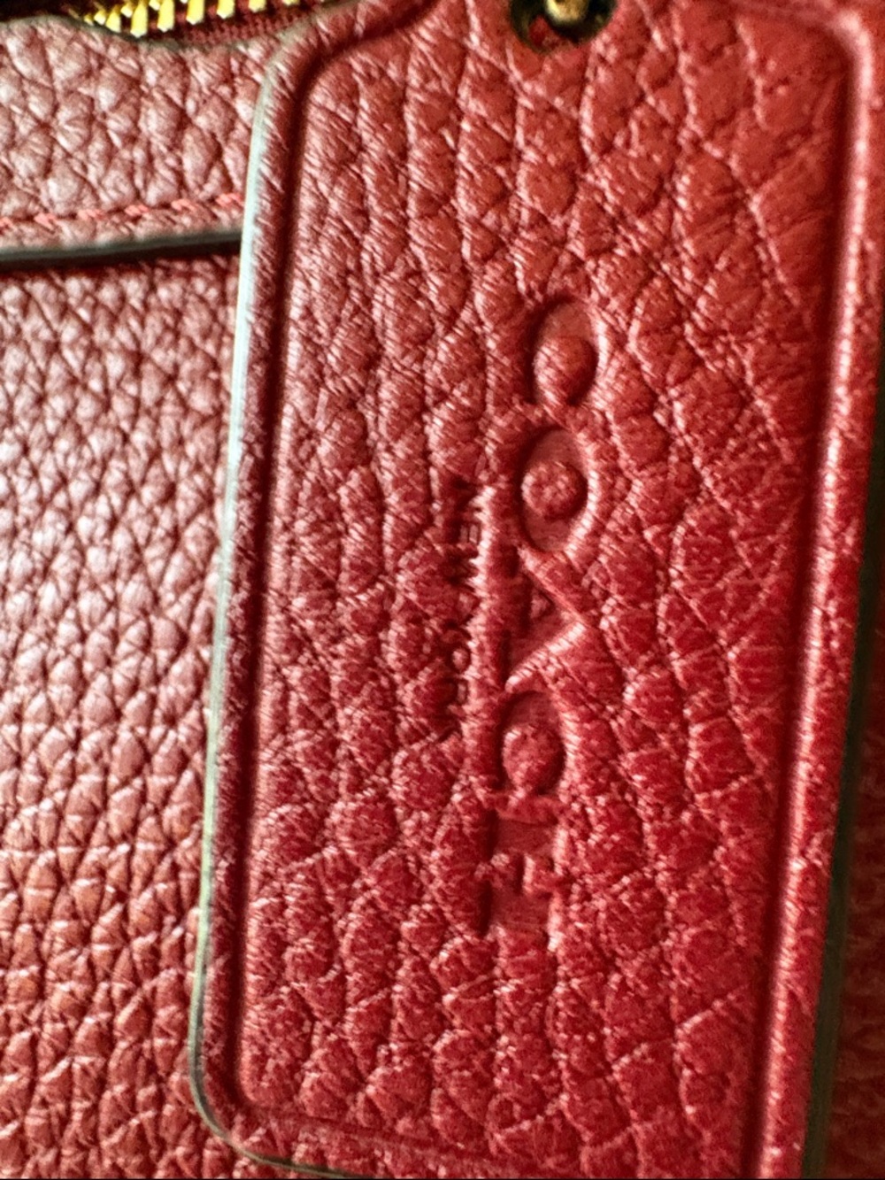 COACH Pebbled Leather Tote in Burgundy Red - Picture 5 of 12